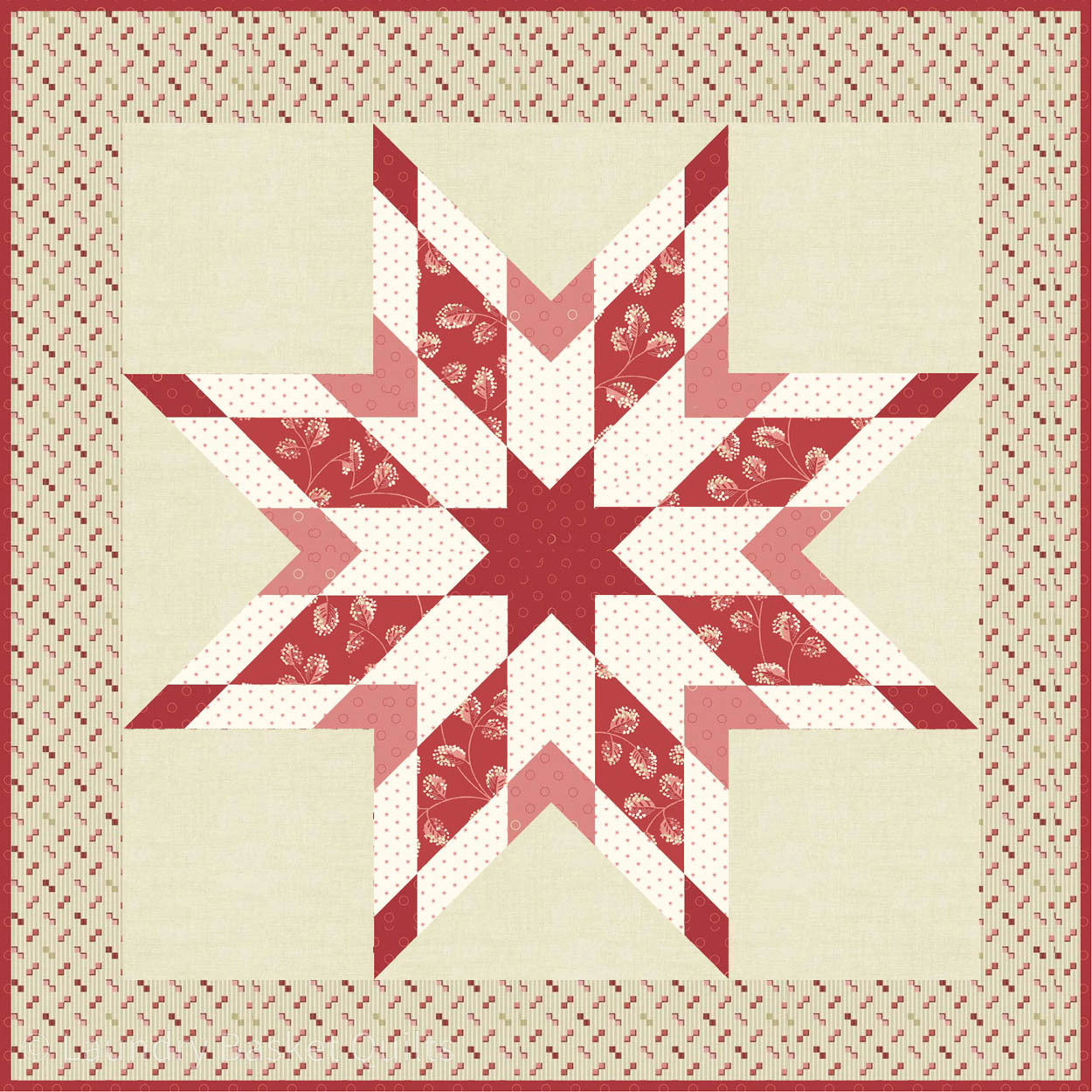 Gingerbread Shining Star Fabric Kit in Red