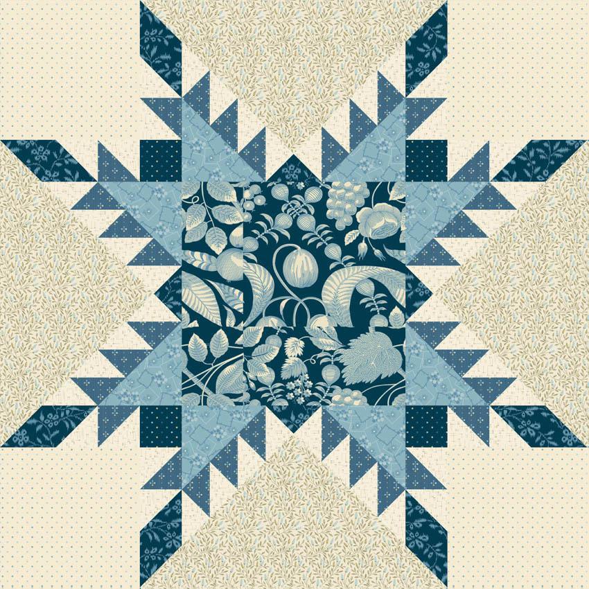 Blue Feathered Star Pillow Fabric Kit