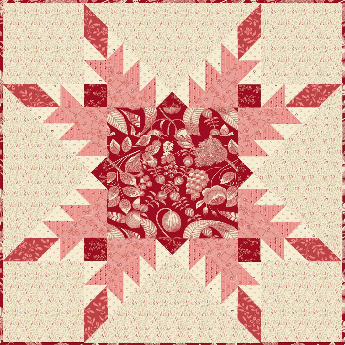 Red Feathered Star Pillow Fabric Kit