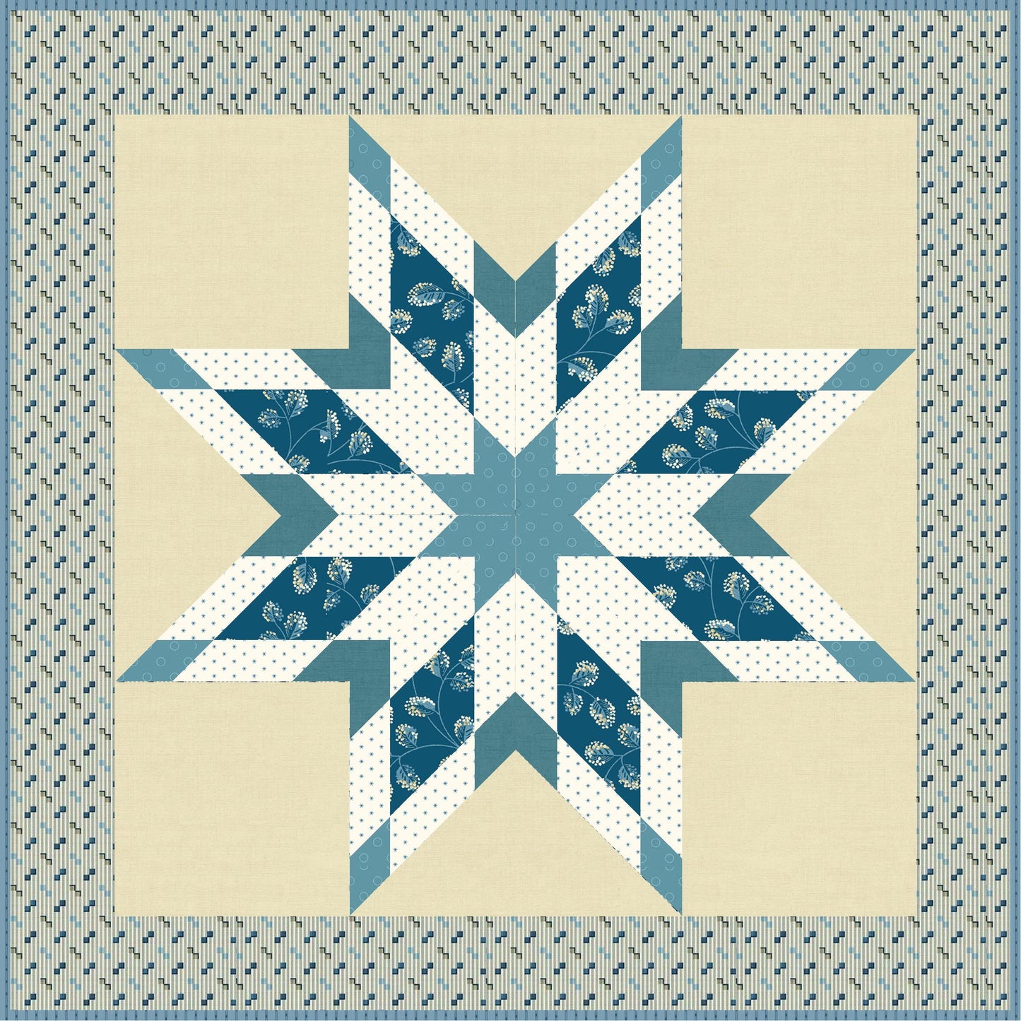 Gingerbread Shining Star Fabric Kit in Blue