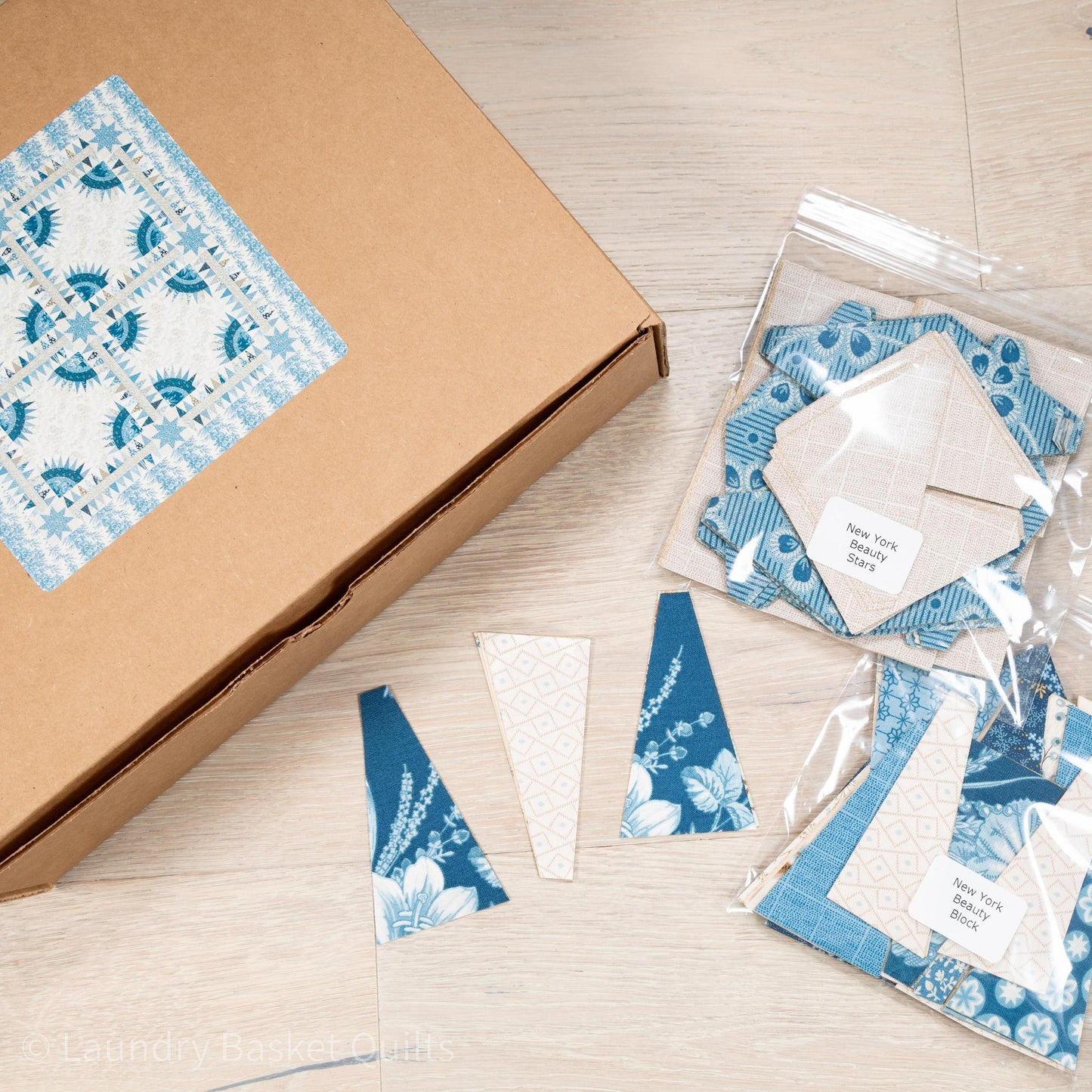 New York Beauty - Cocoa Blue PRE-CUT Fabric Kit
