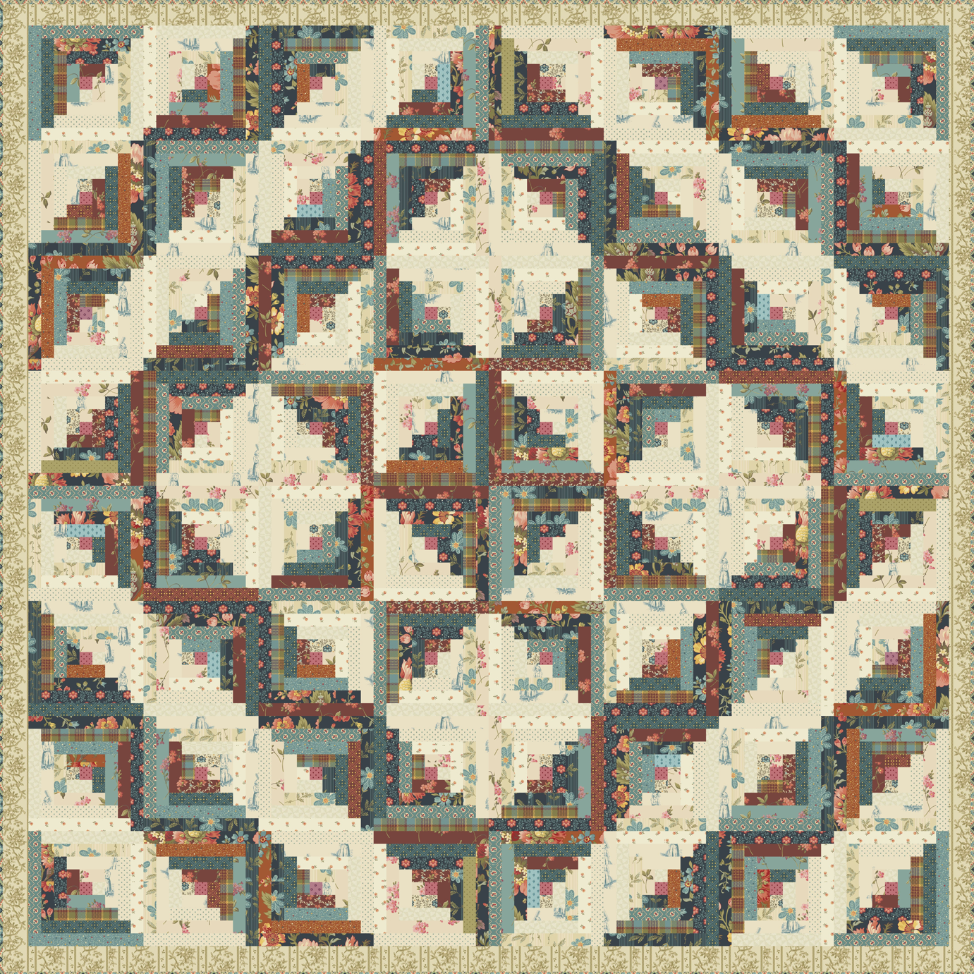 Log Cabin - Farmers Daughter PRE-CUT Fabric Kit