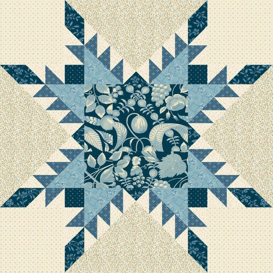 Blue Feathered Star Pillow Fabric Kit