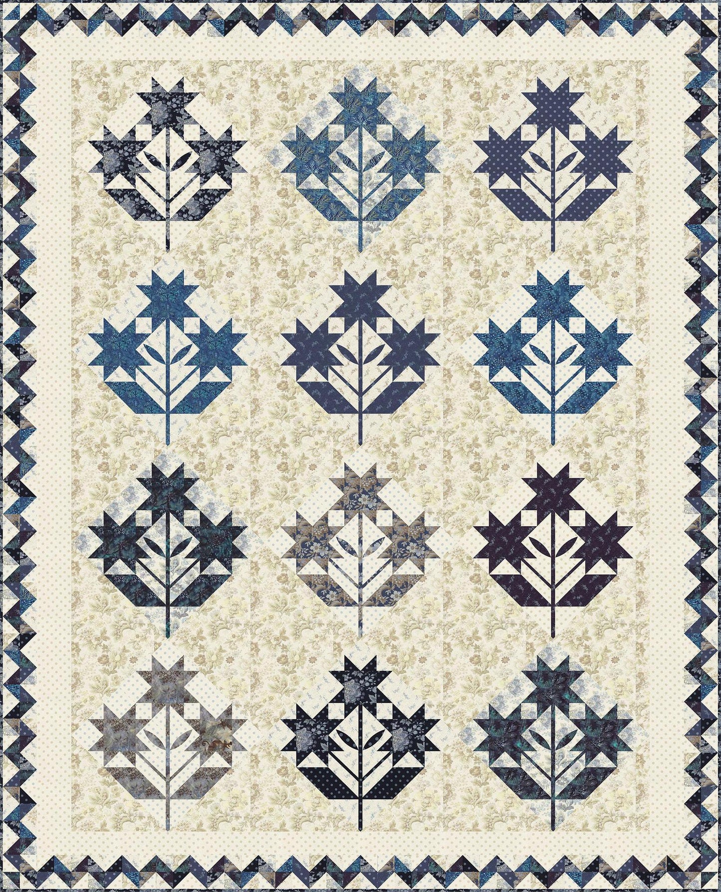 1½" Finished Triangle Paper - 6" x 21" fabric