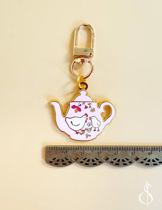 Pink Teapot Enamel Charm