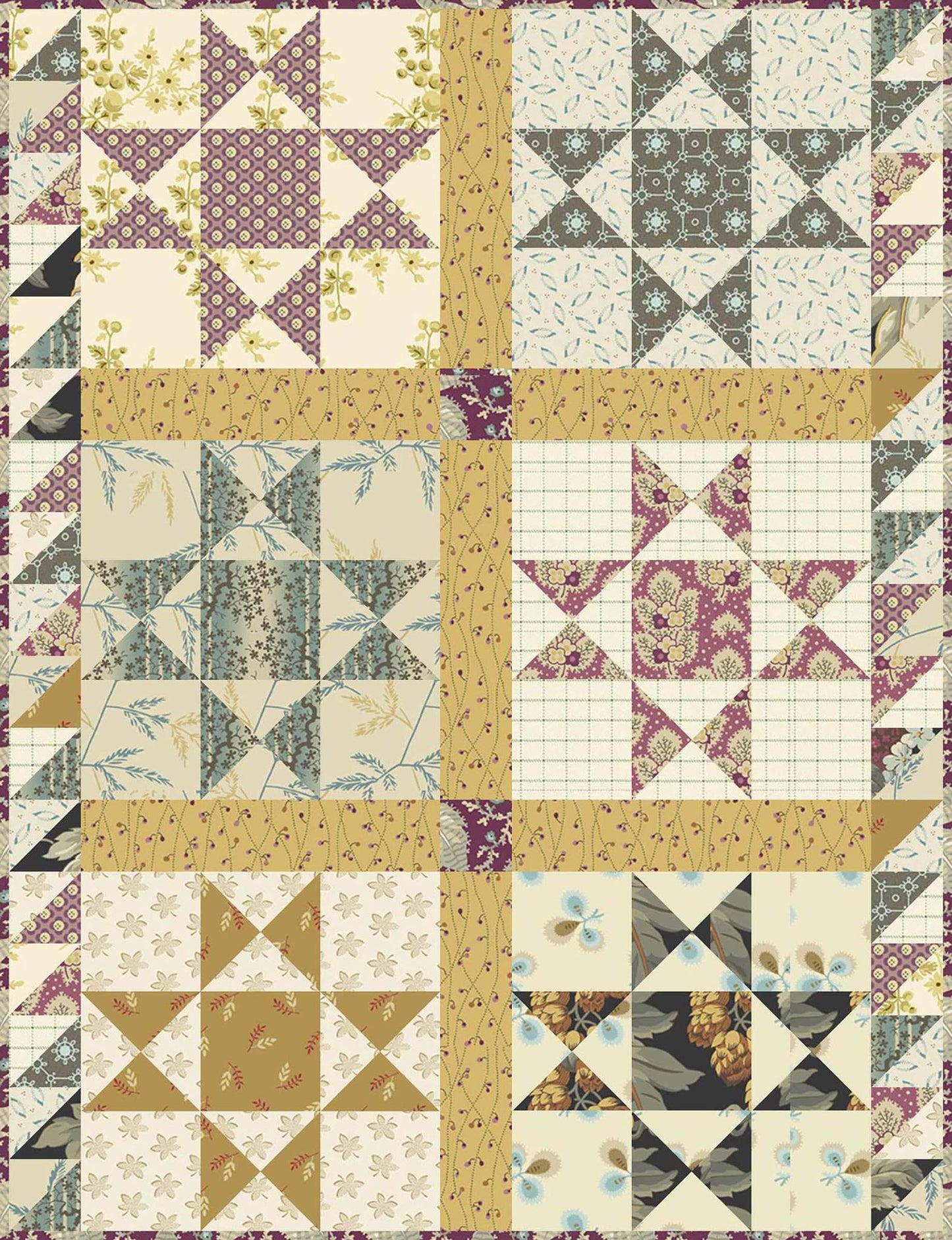 1" Finished Triangle Paper - 5" x 5" fabric
