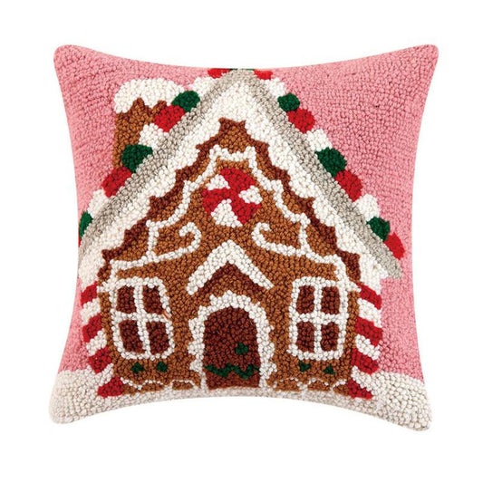 Wool Hook Pillow Gingerbread