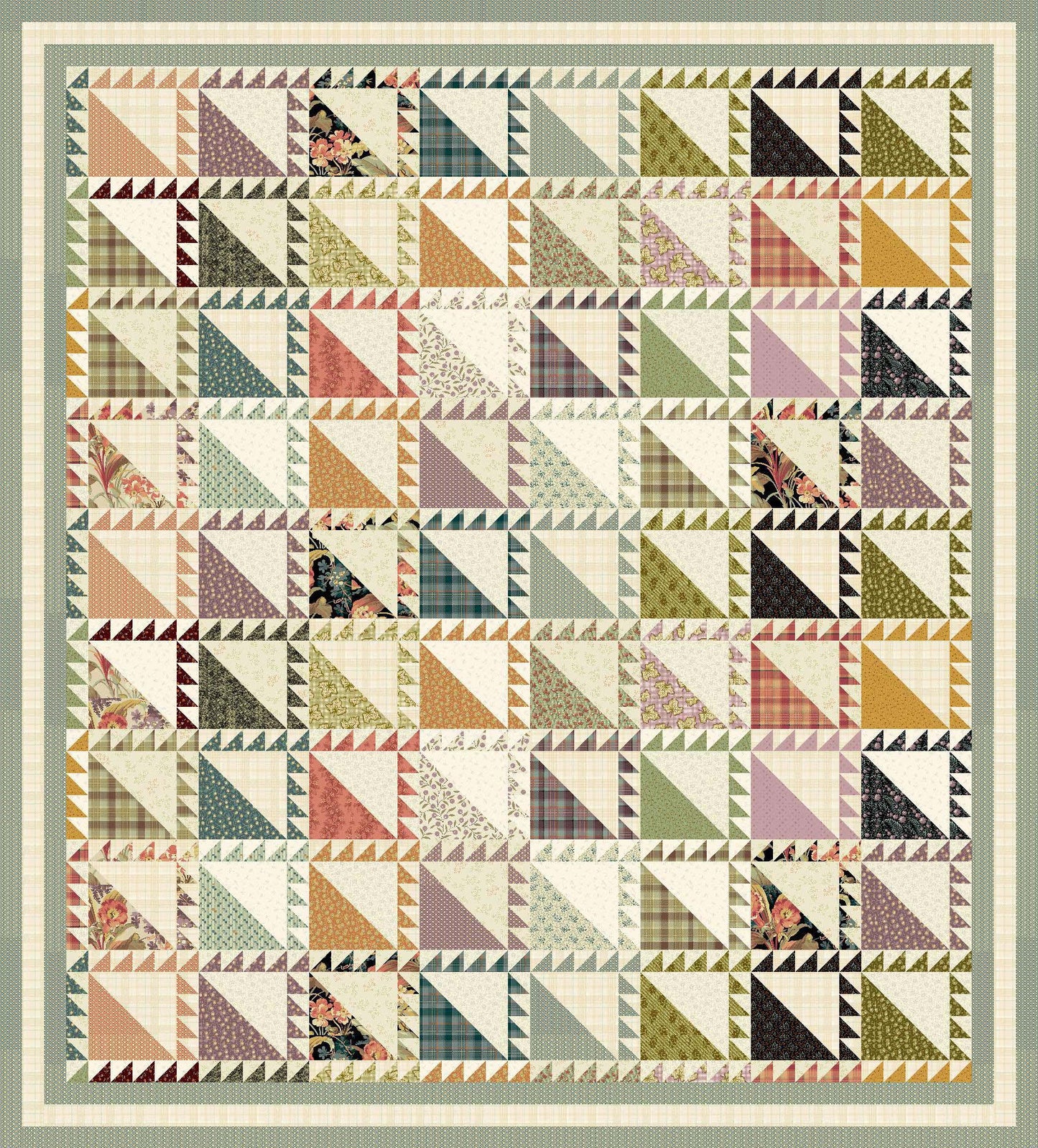 1½" Finished Triangle Paper - 10" x 10" fabric