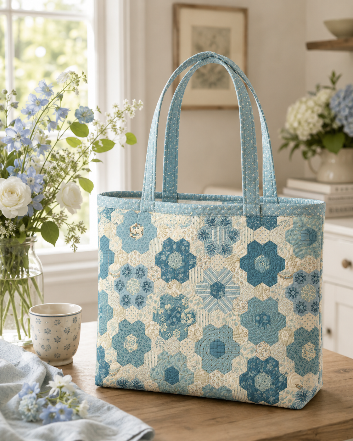 Go, Girl! Blue Bird Tote Bag Fabric Kit